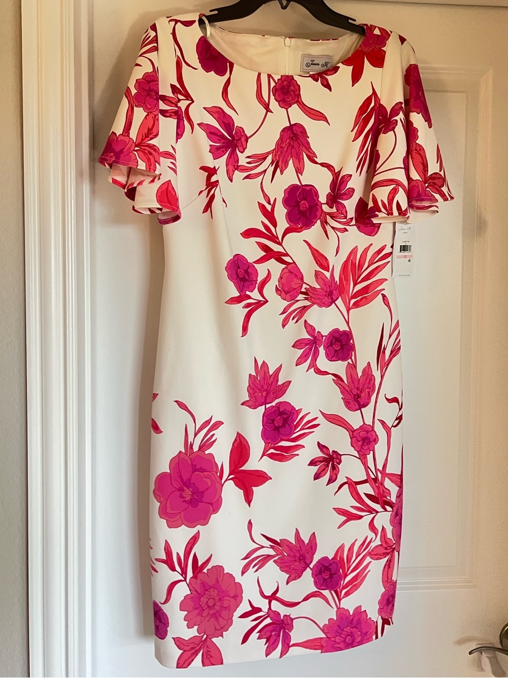 Jessica Howard White Midi Dress with Pink Floral Print NWT size 10